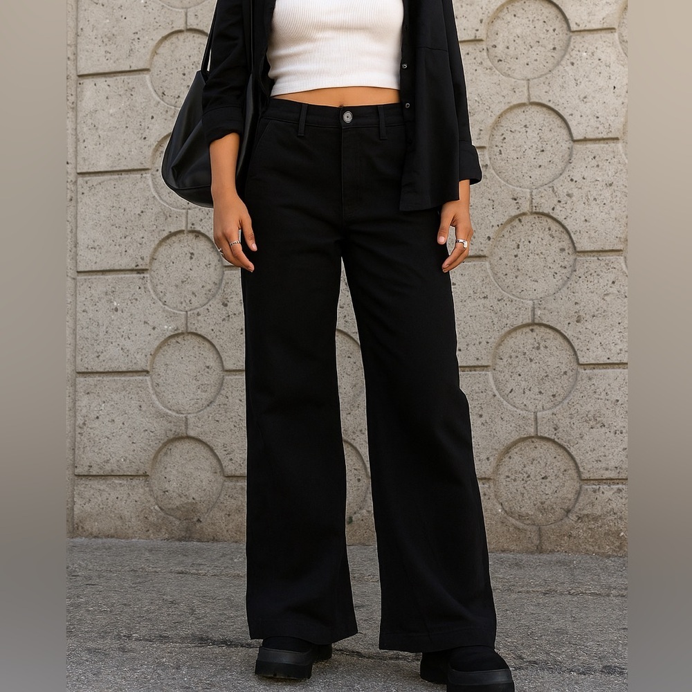 Gloria Vanderbilt Black Wide Leg Jean Trousers